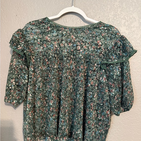 Anthropology Porridge Elegant Green Floral Blouse - Picture 10 of 10